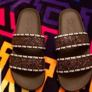 Victoria's Secret Pink Glittery Slides
